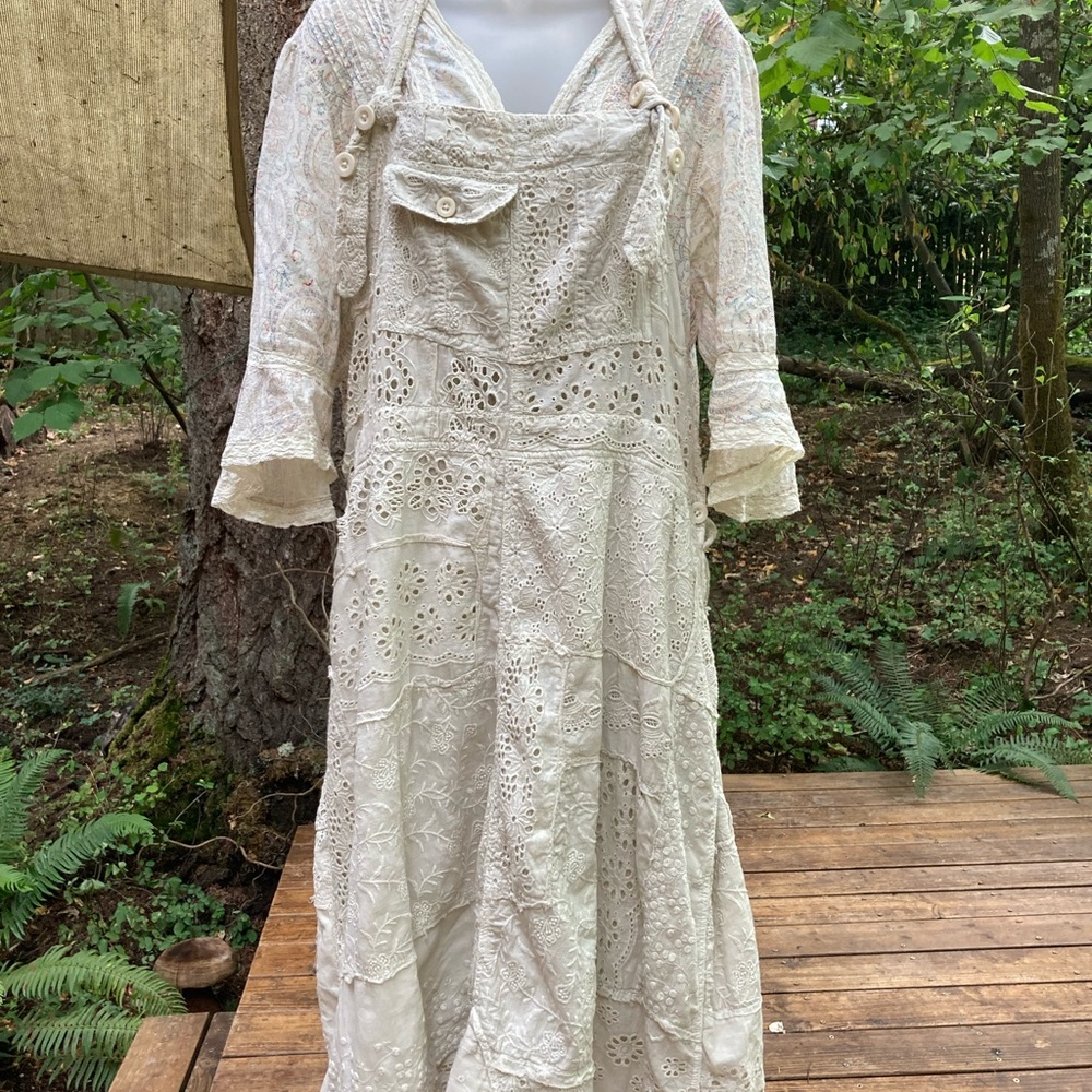 Magnolia Pearl Eyelet Overalls Dress